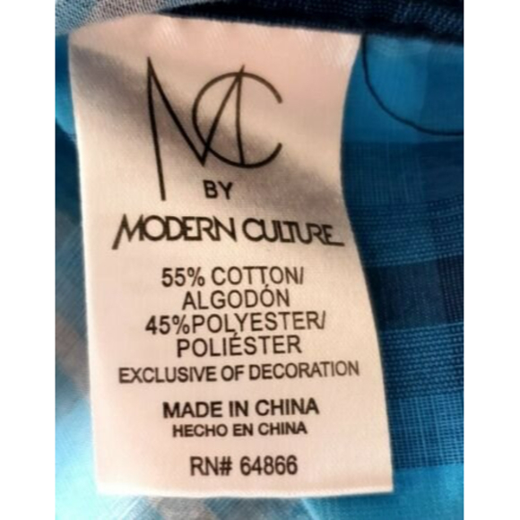 Modern Culture Button Up Shirt Mens Large Blue Plaid Long Sleeve Pockets - Picture 4 of 5